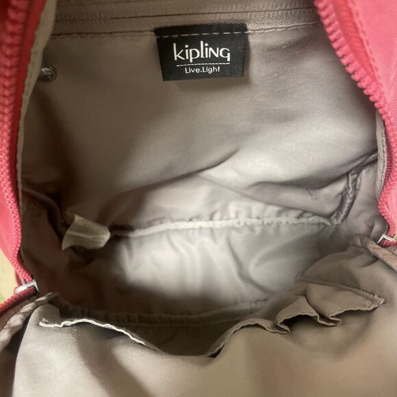 Kipling Red Paola Small Backpack Live Light Travel School Mini Kid's Keychain - Picture 9 of 12